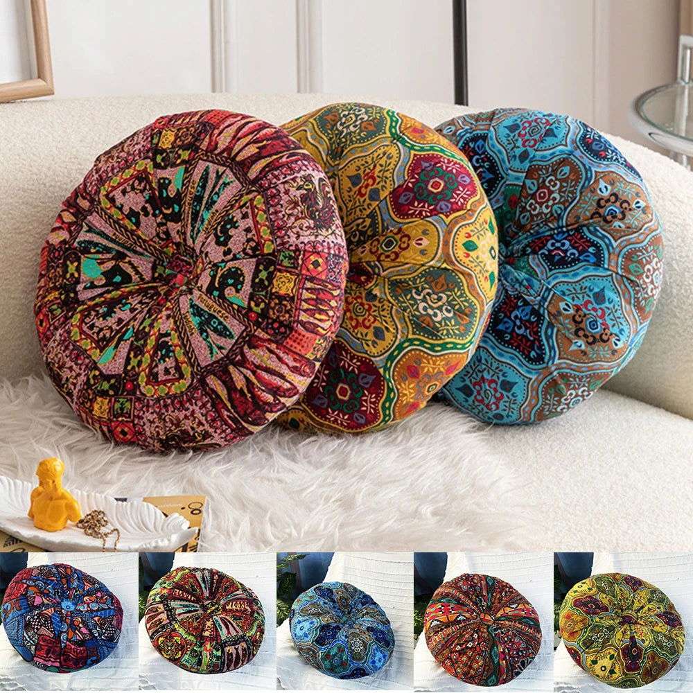 Handmade Boho Round Thick Floor Cushion - Serenity Factory