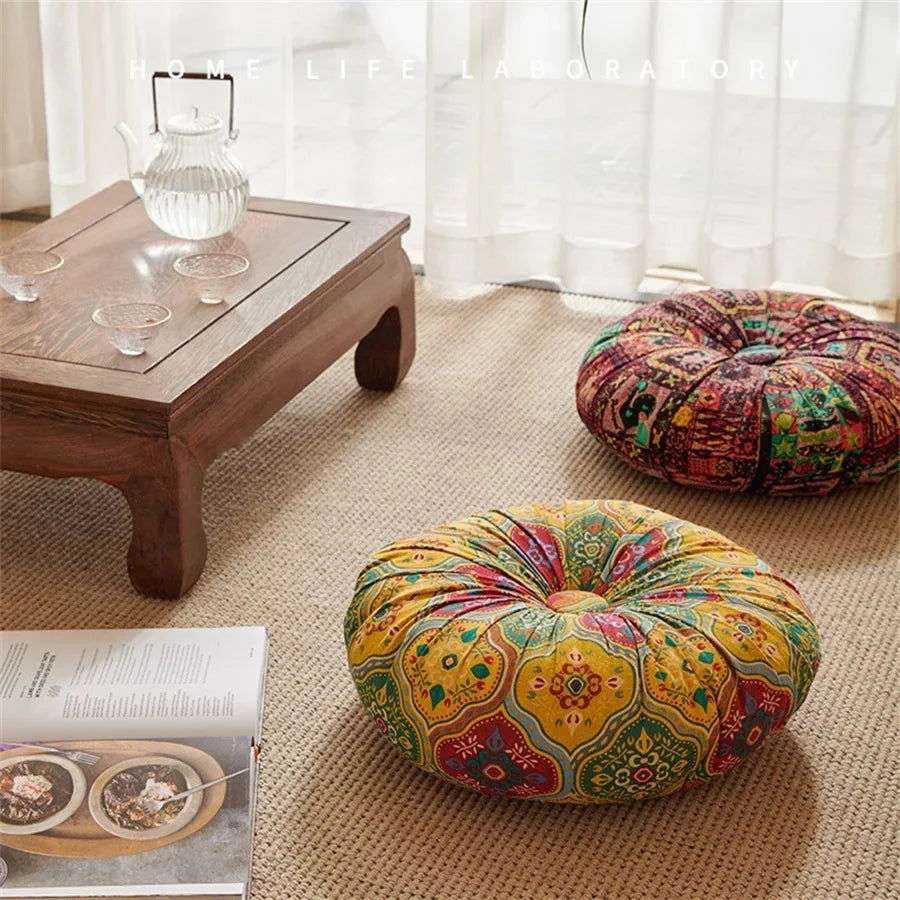 Handmade Boho Round Thick Floor Cushion - Serenity Factory