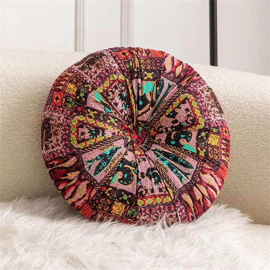 Handmade Boho Round Thick Floor Cushion - Serenity Factory