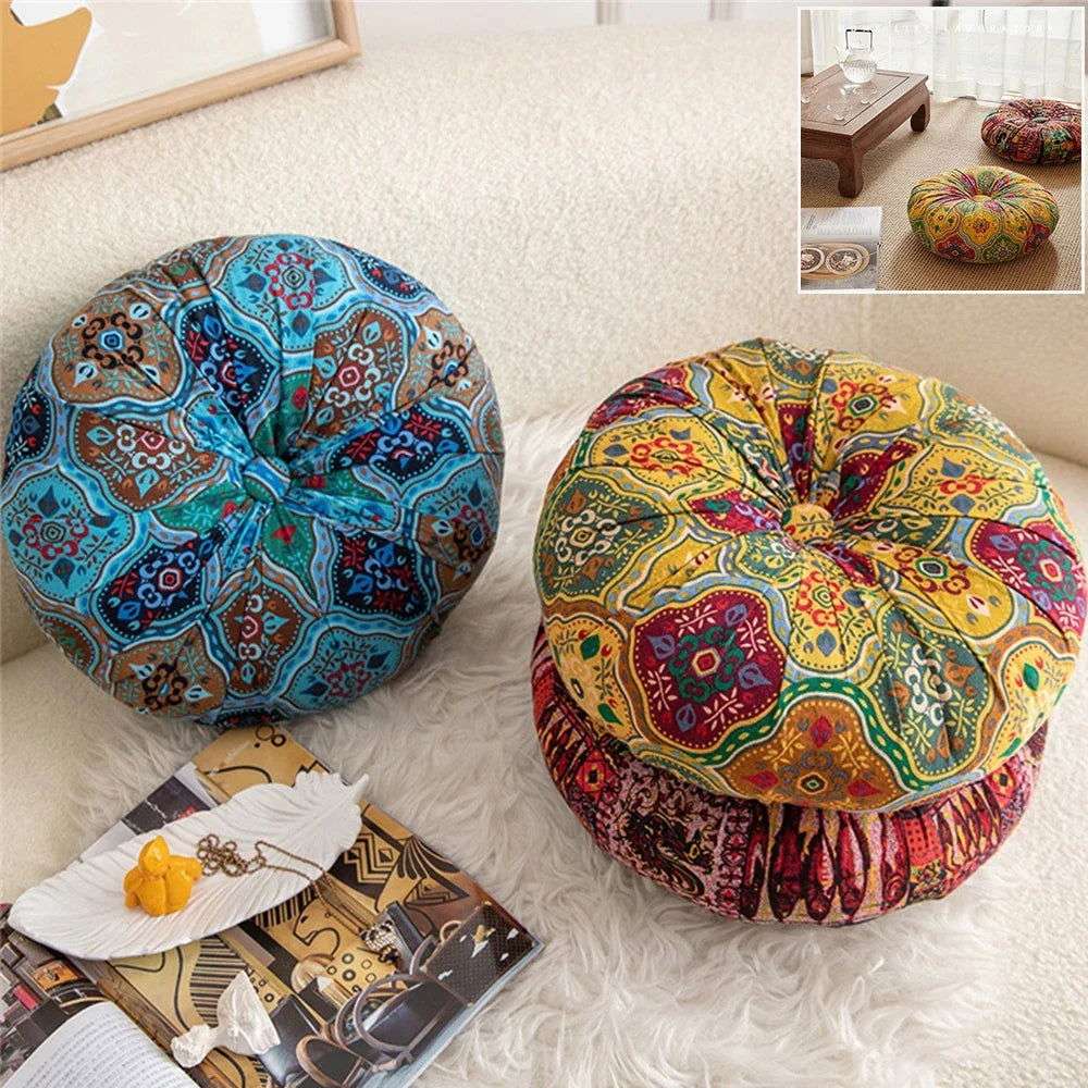 Handmade Boho Round Thick Floor Cushion - Serenity Factory