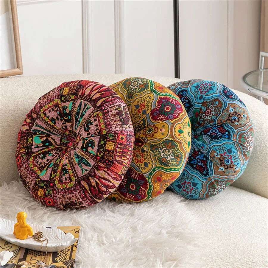 Handmade Boho Round Thick Floor Cushion - Serenity Factory