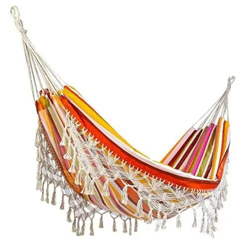 Lighten Up! Brazilian Macramé Bohemian Tassel Hammock - Two - Person Comfort Max 200kg - Serenity Factory