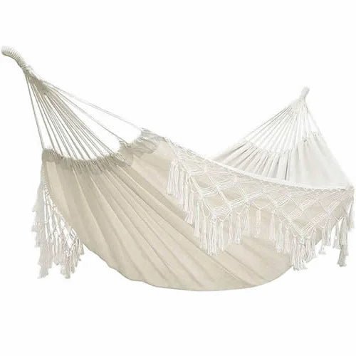 Lighten Up! Brazilian Macramé Bohemian Tassel Hammock - Two - Person Comfort Max 200kg - Serenity Factory