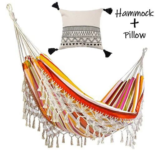 Lighten Up! Brazilian Macramé Bohemian Tassel Hammock - Two - Person Comfort Max 200kg - Serenity Factory