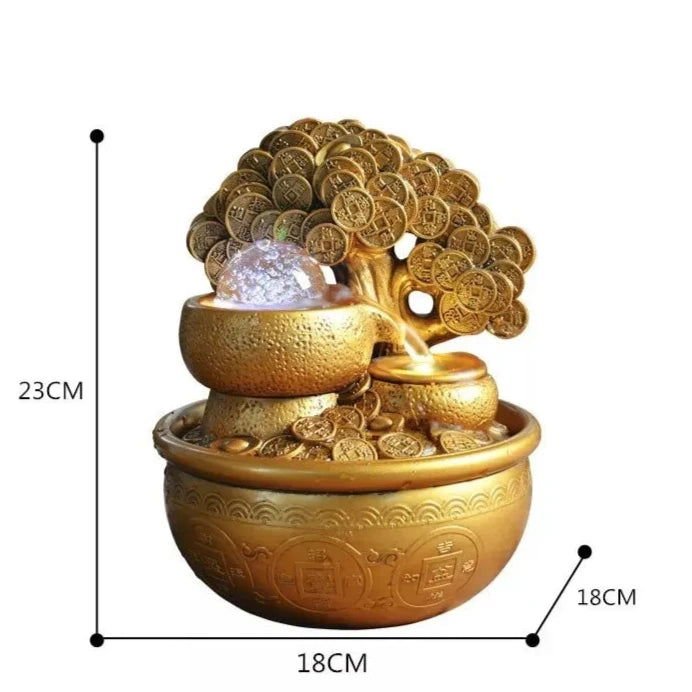 Luxurious Prosperity Gold Fountain - Feng Shui Serenity and Abundance - Serenity Factory