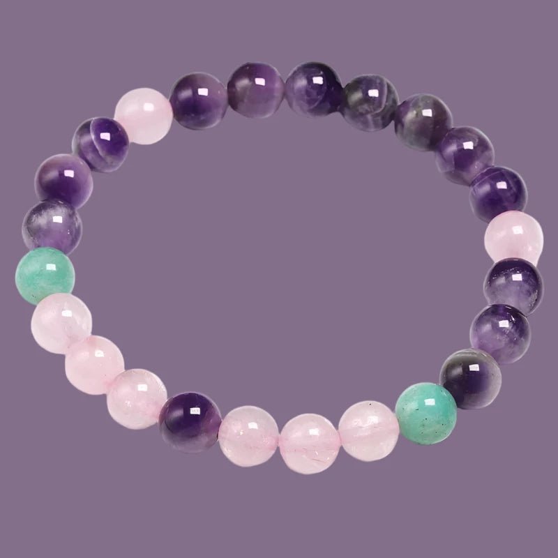 Mala 108 Beads of Amethyst, Rose Quartz, Amazonite ~ Bracelet or Set - Serenity Factory