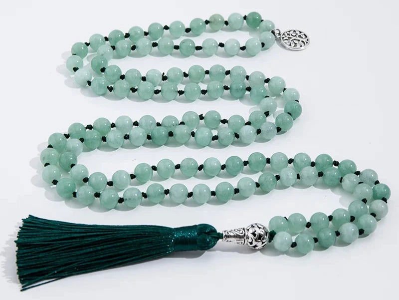 Mala Jade from Burma 108 - Bead Hand - Knotted Mala for Meditation & Blessings - Serenity Factory