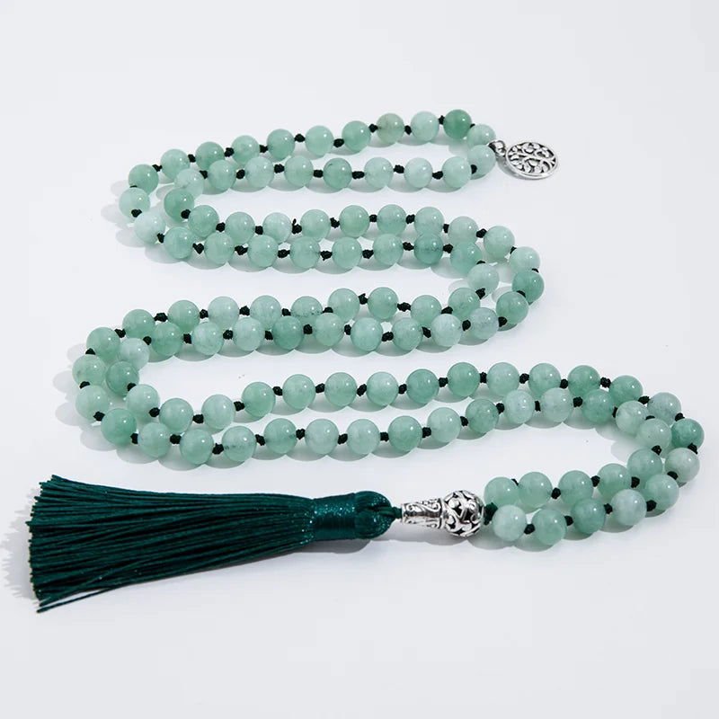 Mala Jade from Burma 108 - Bead Hand - Knotted Mala for Meditation & Blessings - Serenity Factory