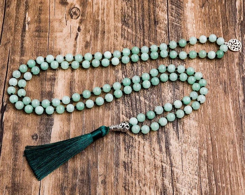 Mala Jade from Burma 108 - Bead Hand - Knotted Mala for Meditation & Blessings - Serenity Factory