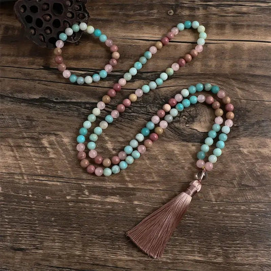 Mala, Rhodonite and Rose Quartz Amazonite - Serenity Factory