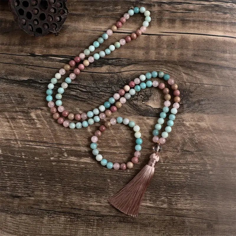 Mala, Rhodonite and Rose Quartz Amazonite - Serenity Factory