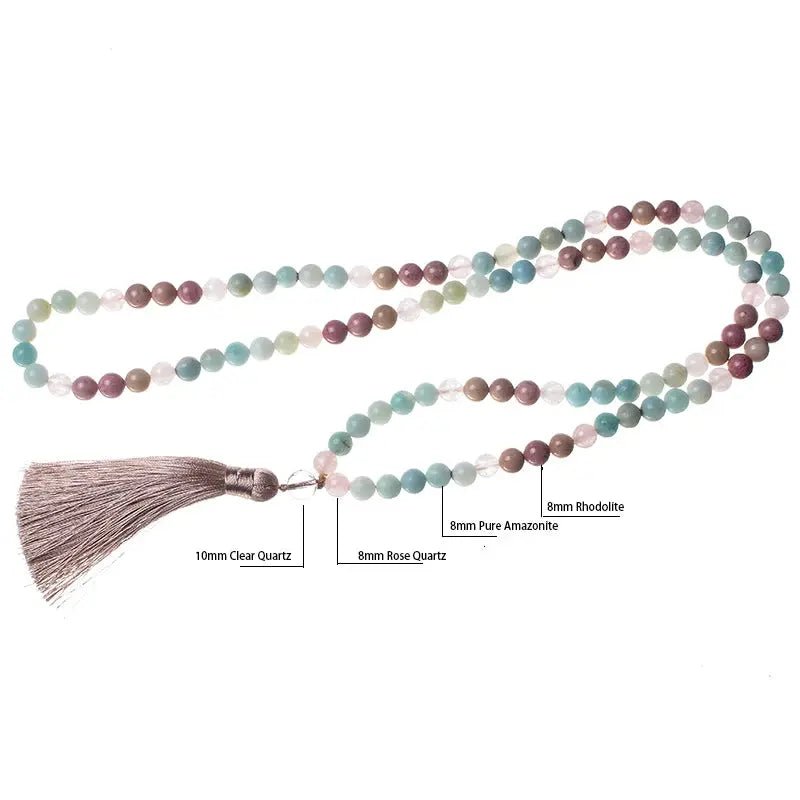 Mala, Rhodonite and Rose Quartz Amazonite - Serenity Factory