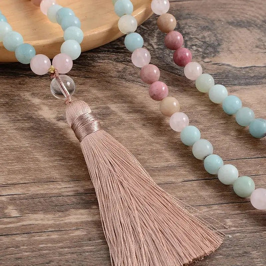 Mala, Rhodonite and Rose Quartz Amazonite - Serenity Factory