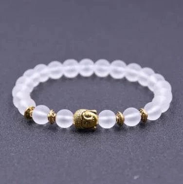 Matte Crystal Bracelet with Buddha Bead - Serenevi