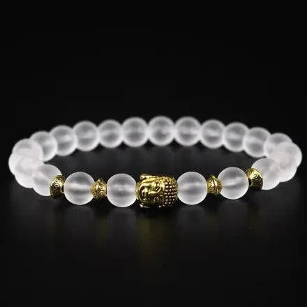 Matte Crystal Bracelet with Buddha Bead - Serenevi