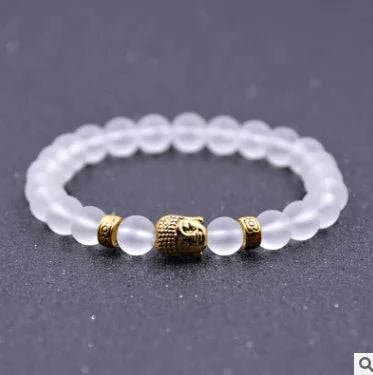 Matte Crystal Bracelet with Buddha Bead - Serenevi
