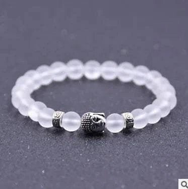 Matte Crystal Bracelet with Buddha Bead - Serenevi
