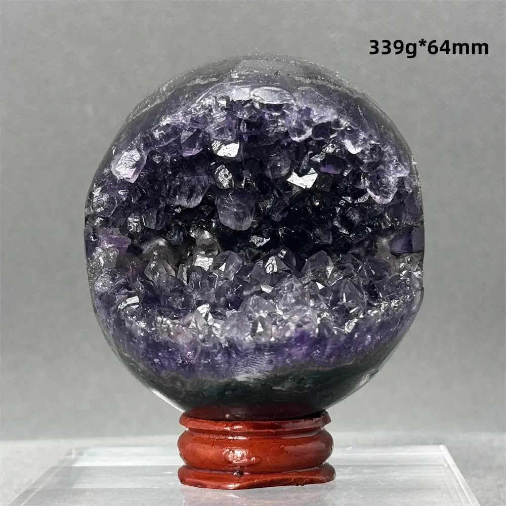 Natural Amethyst Geode Sphere – One of a Kind - Raw Semi - polished - Serenity Factory