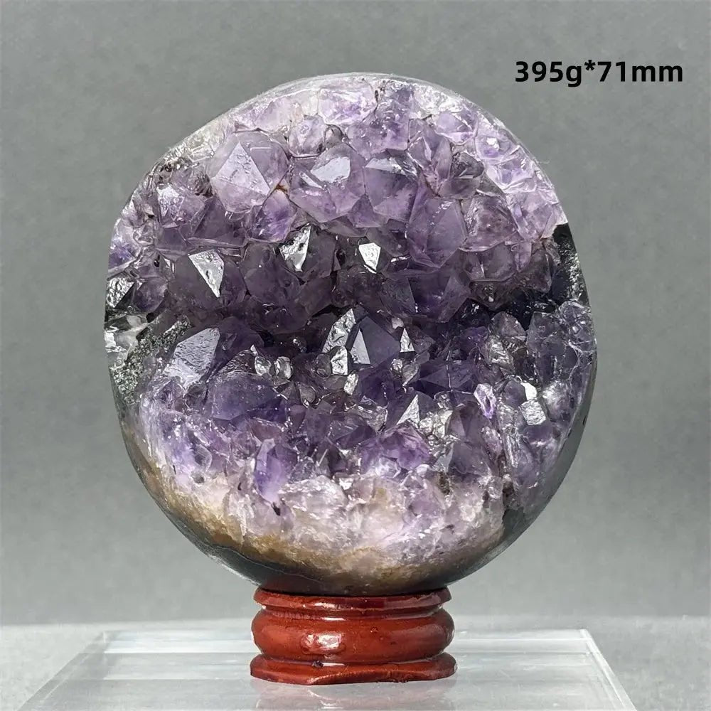 Natural Amethyst Geode Sphere – One of a Kind - Raw Semi - polished - Serenity Factory