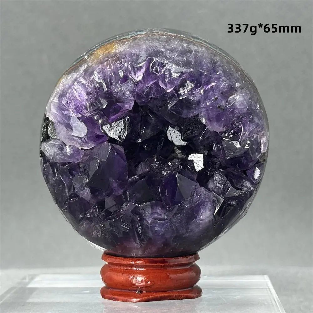 Natural Amethyst Geode Sphere – One of a Kind - Raw Semi - polished - Serenity Factory