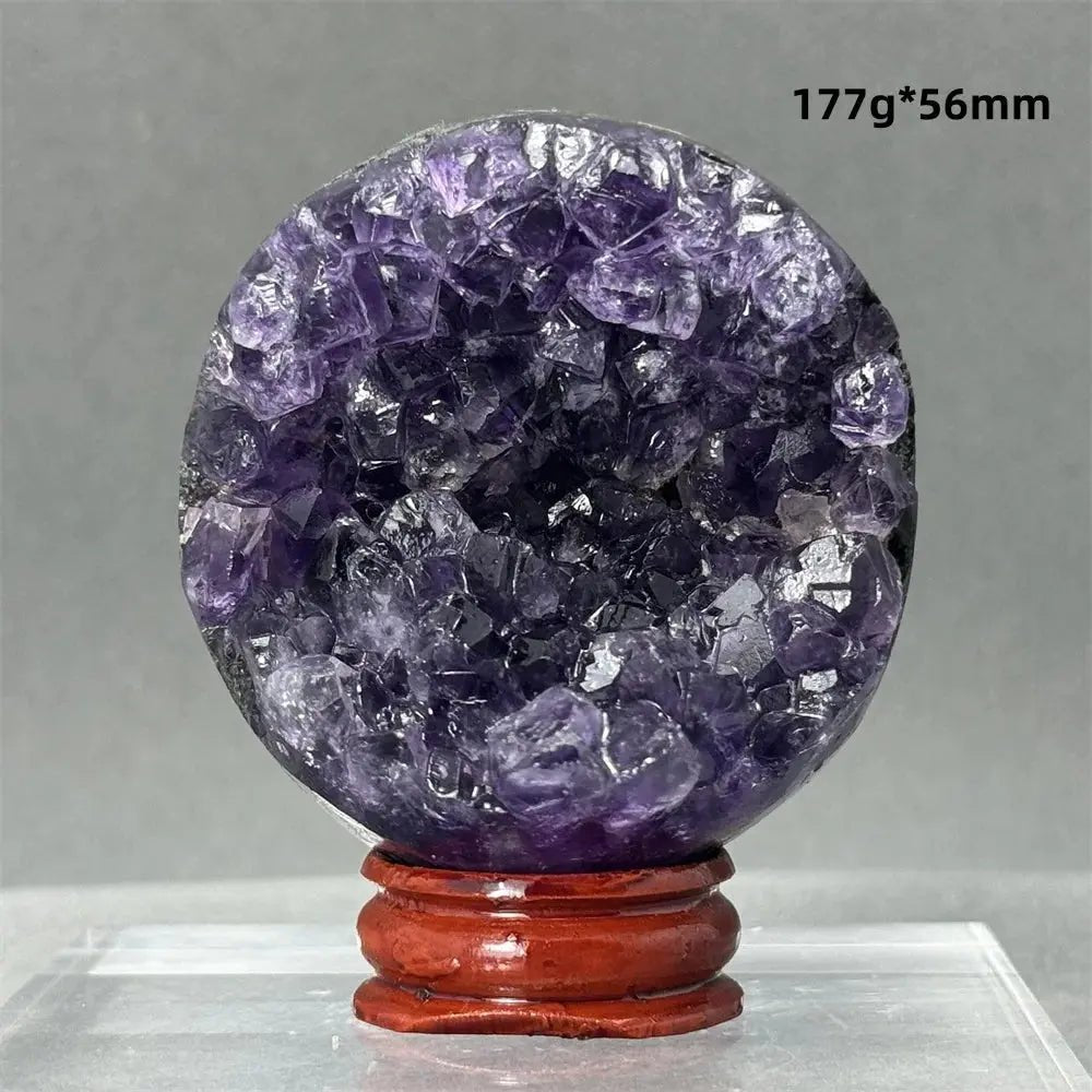 Natural Amethyst Geode Sphere – One of a Kind - Raw Semi - polished - Serenity Factory