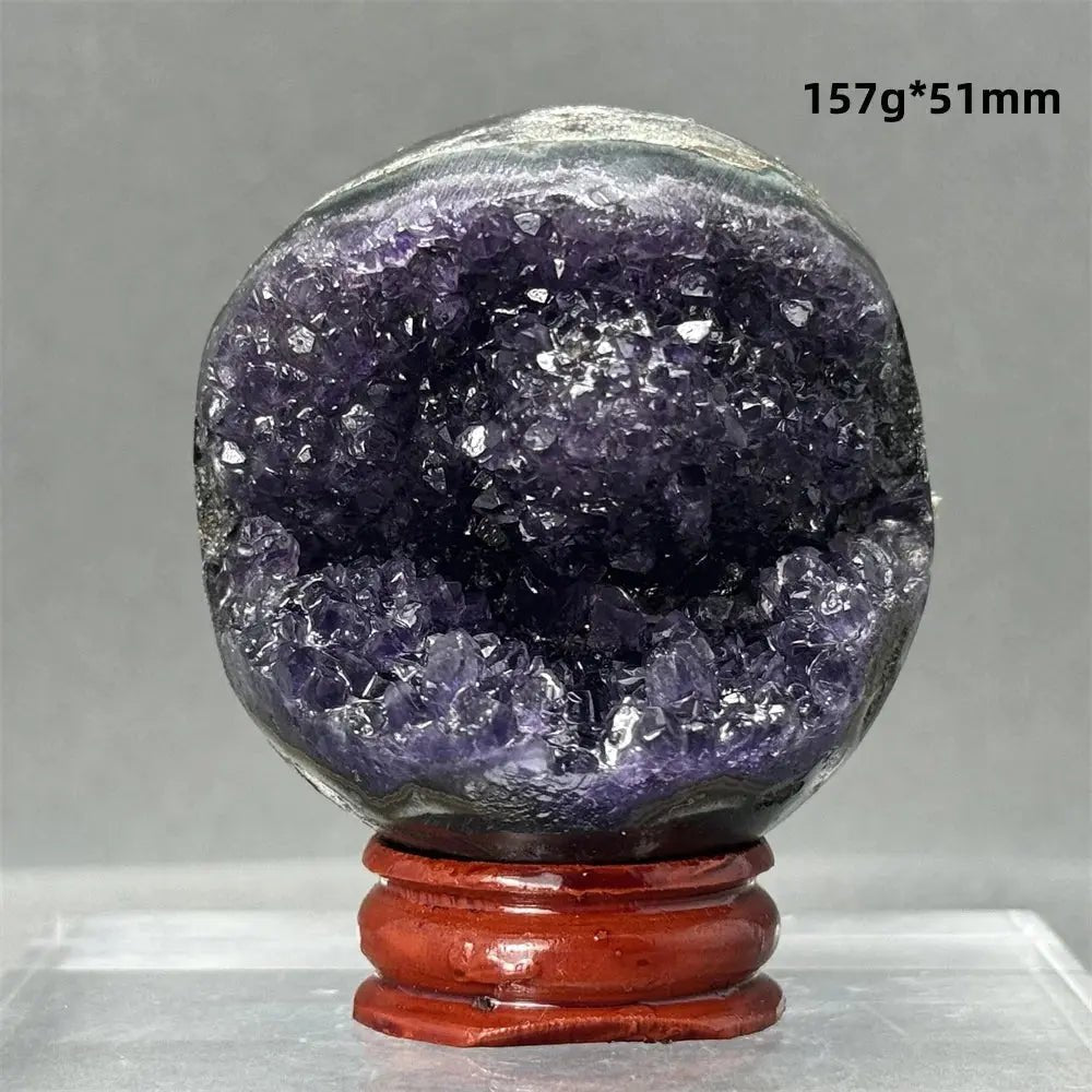 Natural Amethyst Geode Sphere – One of a Kind - Raw Semi - polished - Serenity Factory