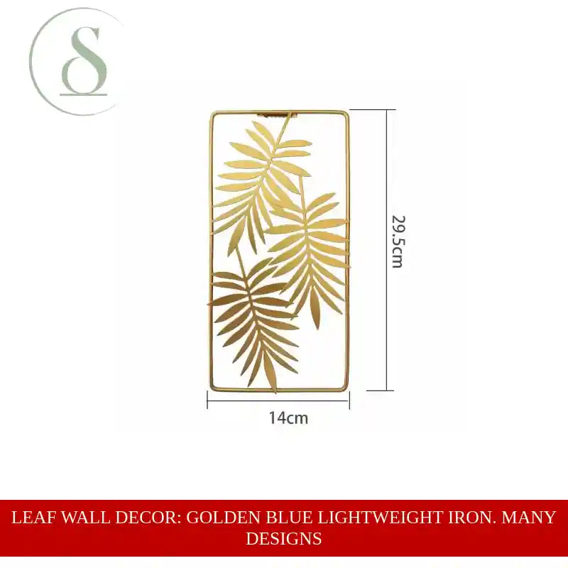 Leaf Wall Decor: Golden Blue Lightweight Iron. Many designs by@Outfy