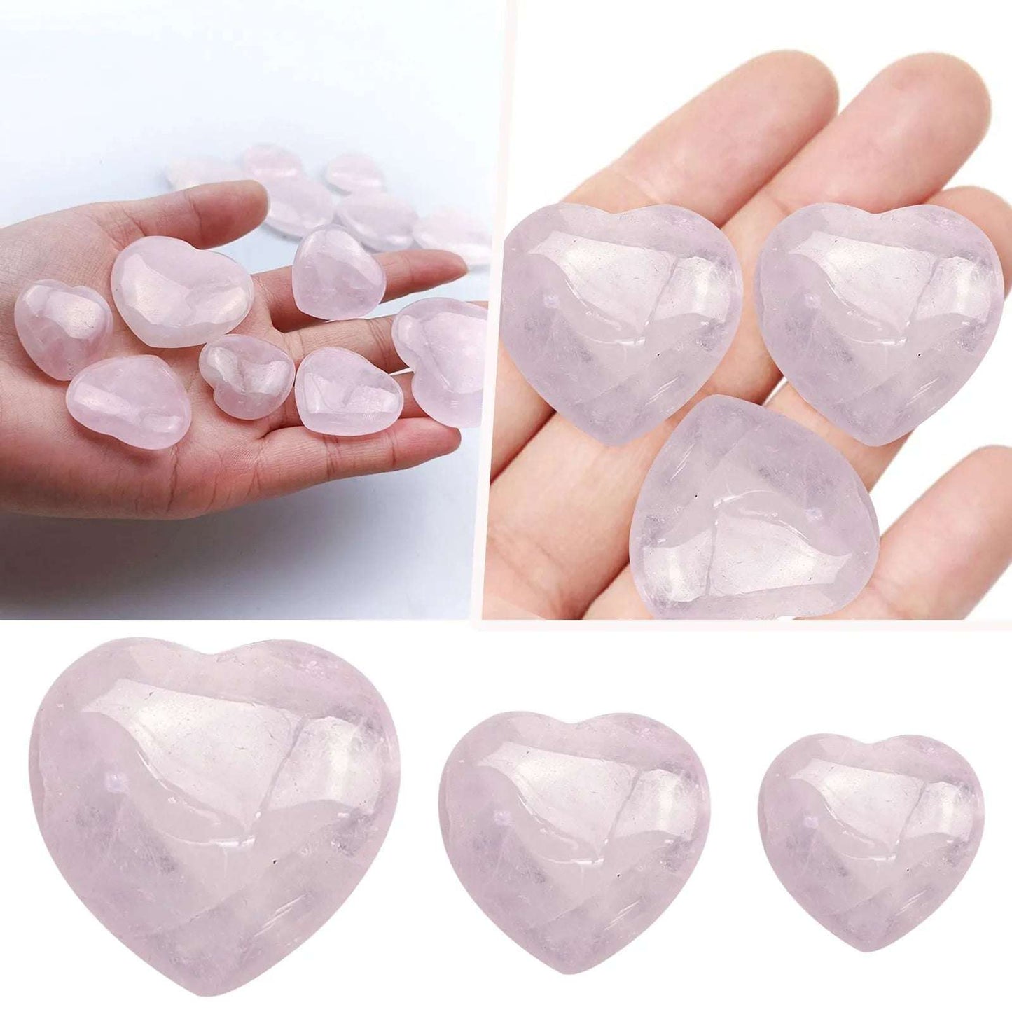 Rose Quartz Heart - Healing Stone with Love Energy - 3 sizes - Serenity Factory