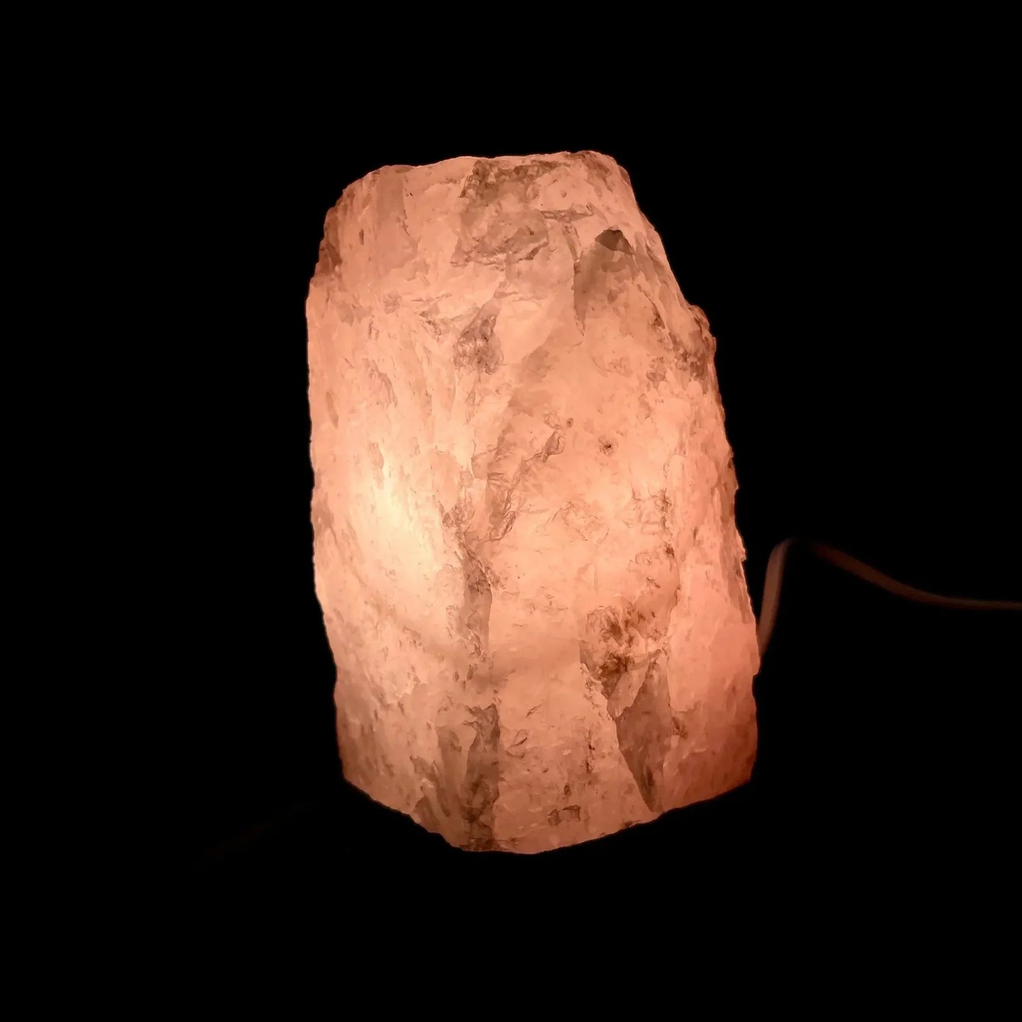 Rose Quartz stone lamp with UL approved light fixture, glowing from within, size 4.5-6 inches.