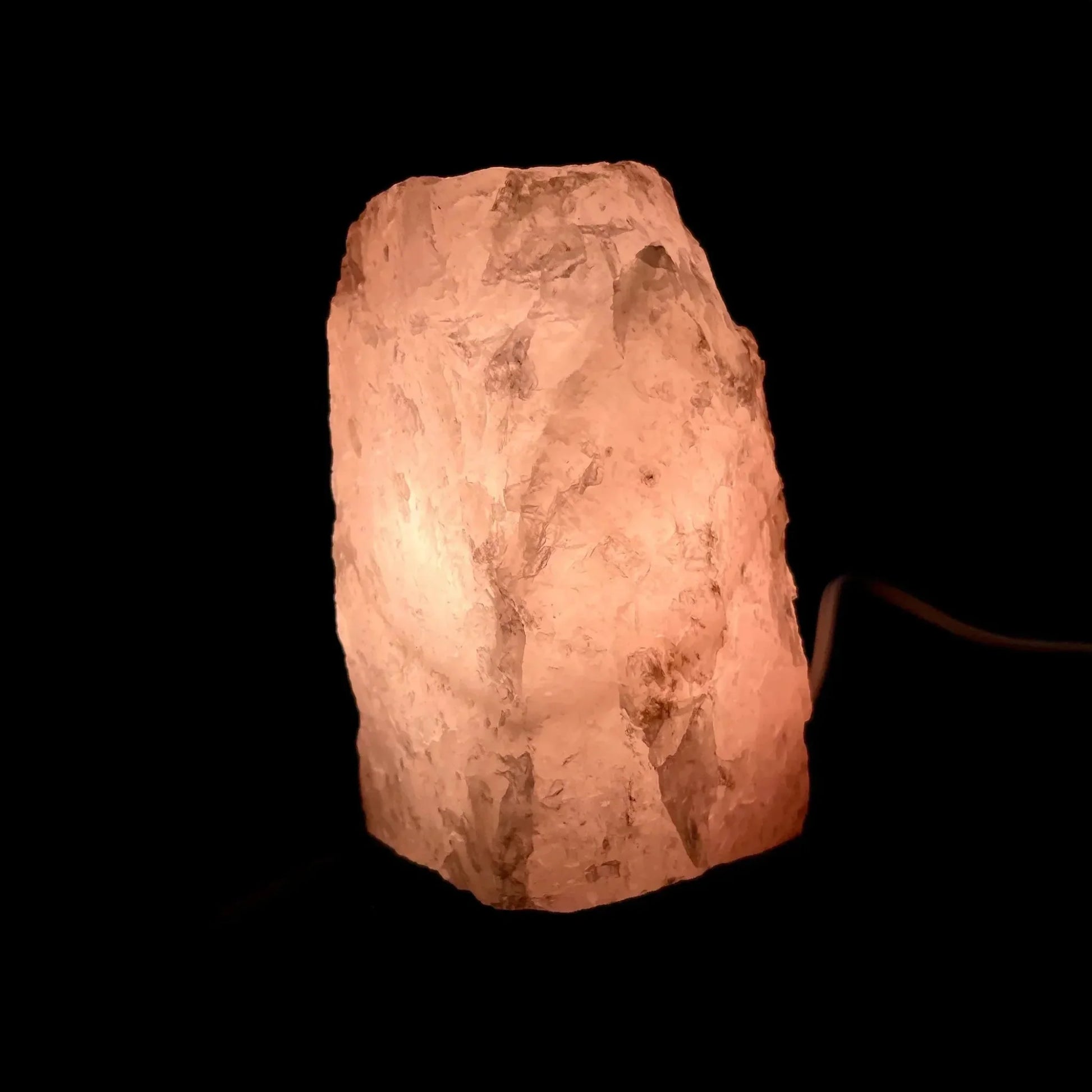 Rose Quartz stone lamp with UL approved light fixture, glowing from within, size 4.5-6 inches.