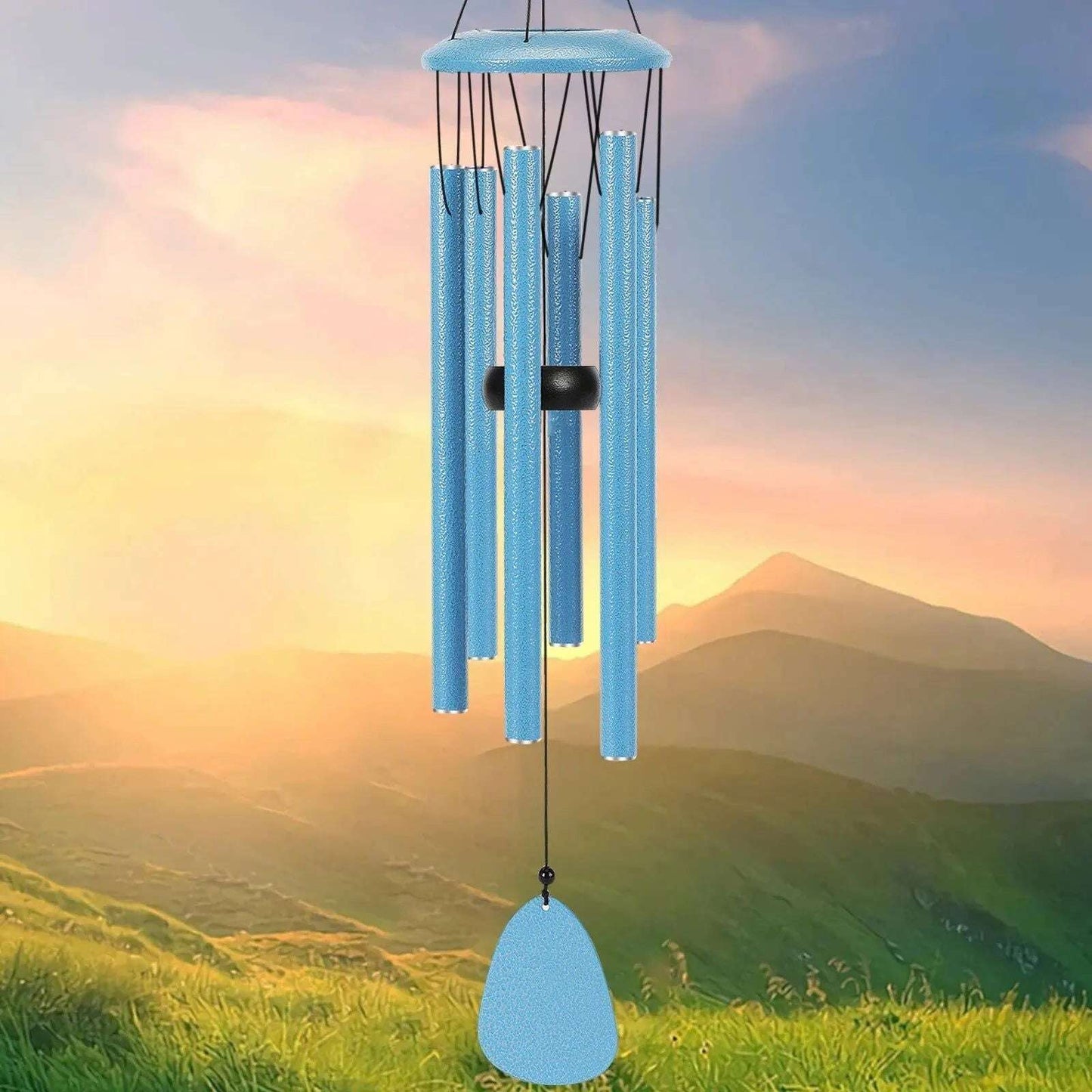 Serenity Wind Chimes – 26" Matte Black, Green, or Blue Outdoor - Serenity Factory