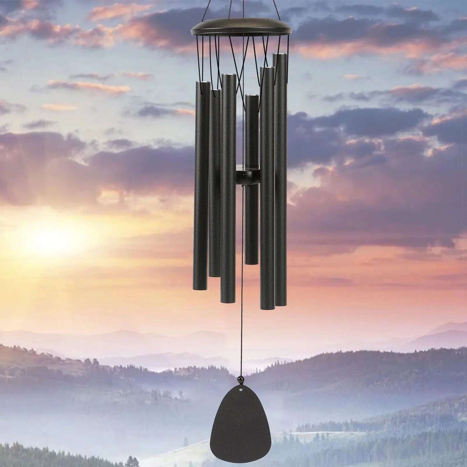 Serenity Wind Chimes – 26" Matte Black, Green, or Blue Outdoor - Serenity Factory