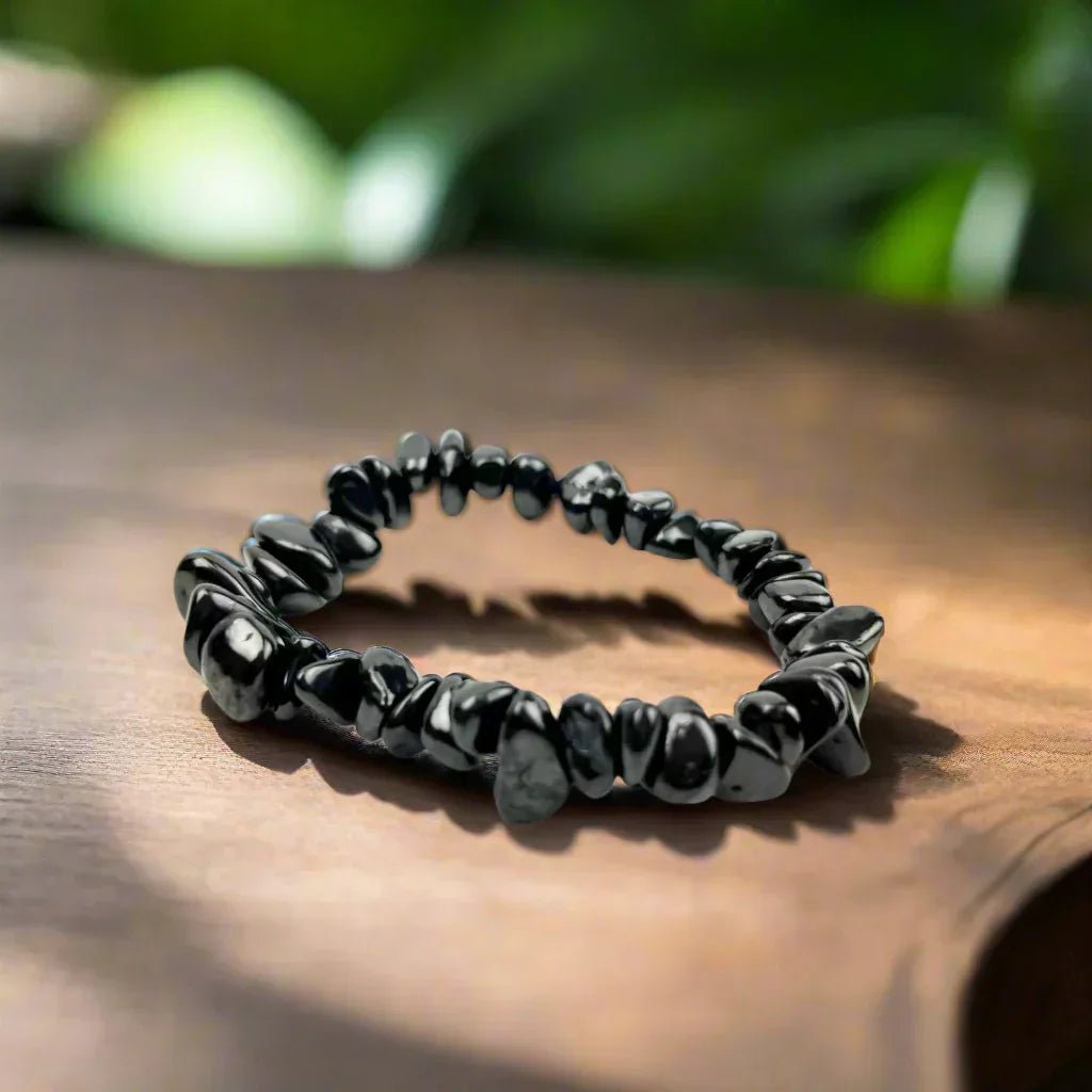 Shungite Bracelet - Genuine Stone, Protective energy, Stretchy Bracelet - Serenity Factory