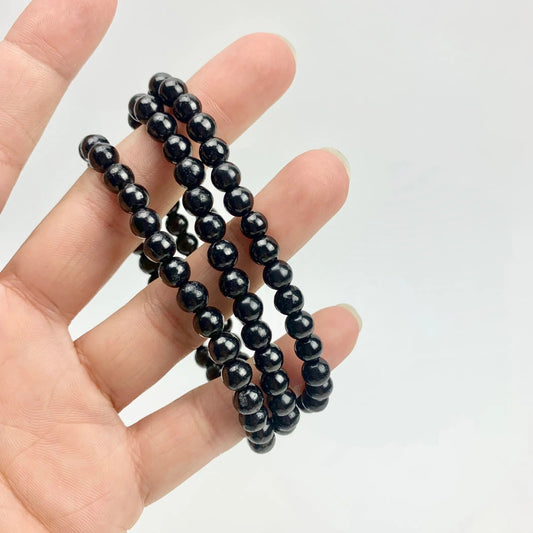 Shungite Stretch Bracelet | Rounded Beads 6mm | Russia - Serenity Factory