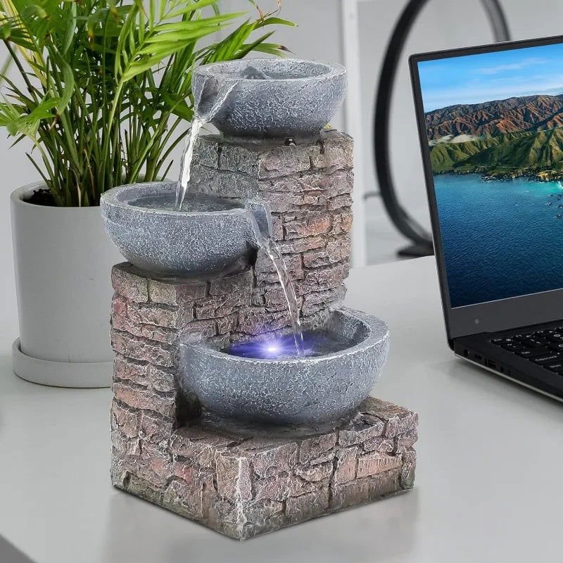 Soothing Fountain 3 - tier Brick Tabletop - Serenity Factory