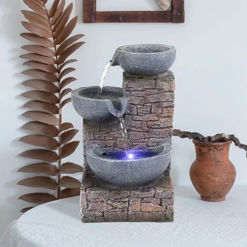 Soothing Fountain 3 - tier Brick Tabletop - Serenity Factory