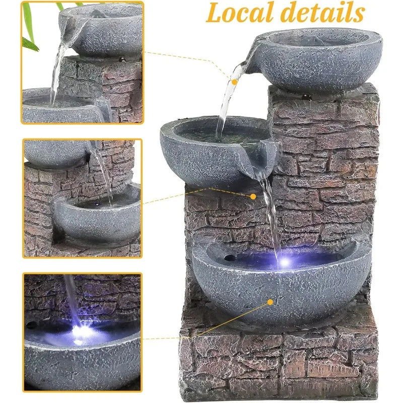 Soothing Fountain 3 - tier Brick Tabletop - Serenity Factory