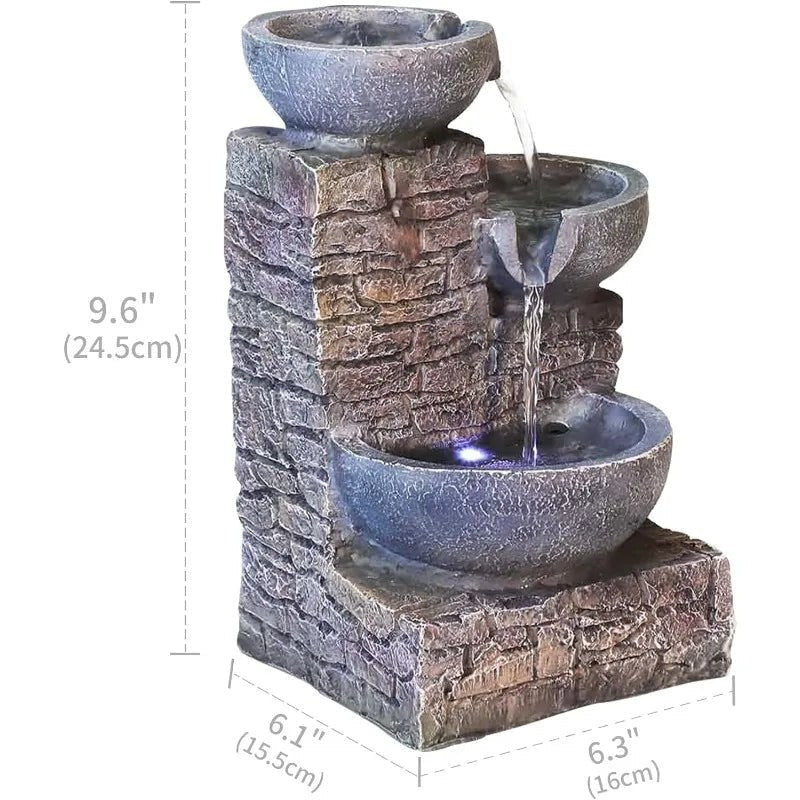 Soothing Fountain 3 - tier Brick Tabletop - Serenity Factory