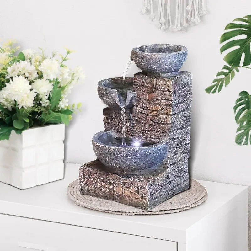 Soothing Fountain 3 - tier Brick Tabletop - Serenity Factory