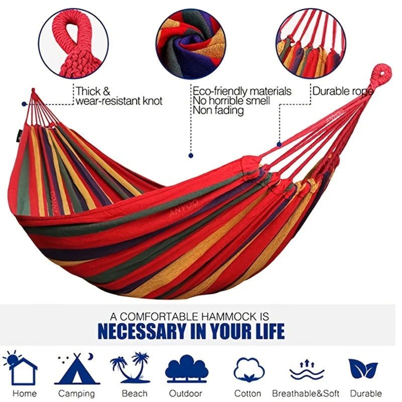 Vibrant Comfortable Single Wide Thick Canvas Colorful Hammock - Serenity Factory