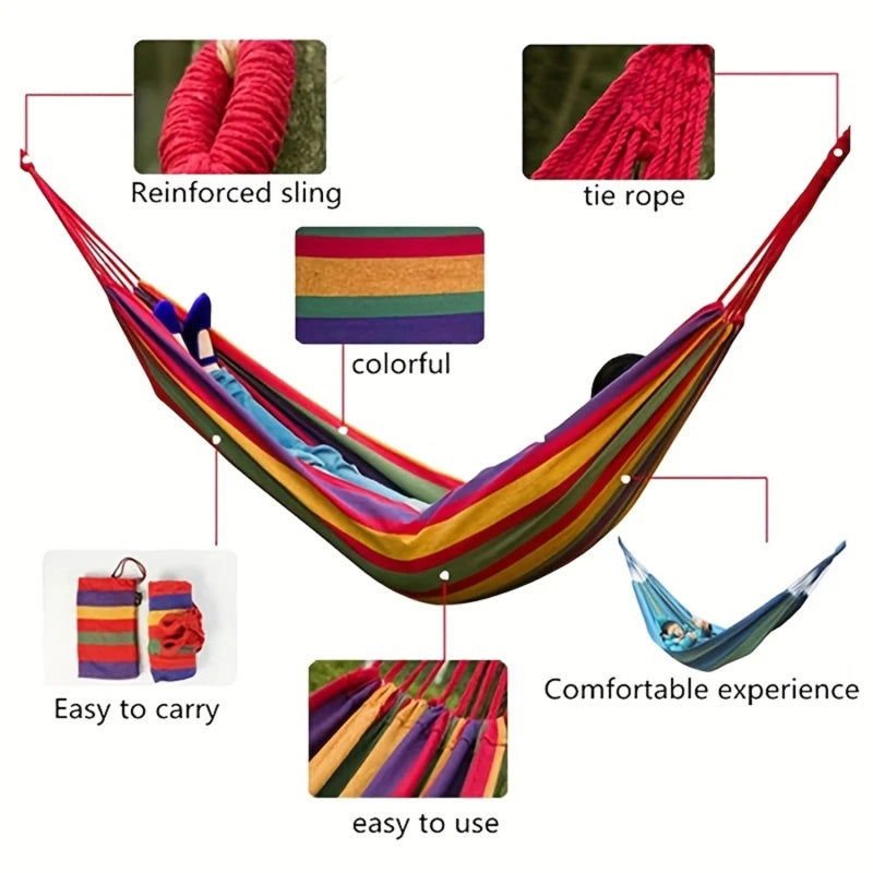 Vibrant Comfortable Single Wide Thick Canvas Colorful Hammock - Serenity Factory