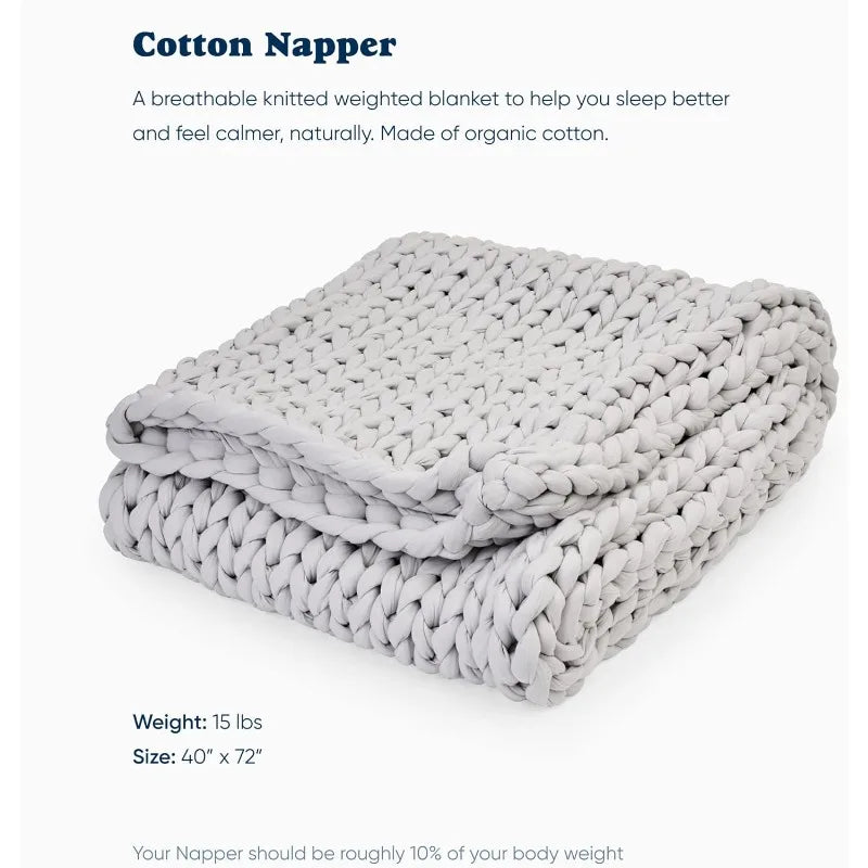 Weighted 15lbs Napper - Hand - Knit, Chunky - Organic Cotton, Breathable - Serenity Factory